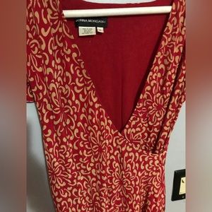 Donna Morgan silk dress red vintage 100% silk size 6